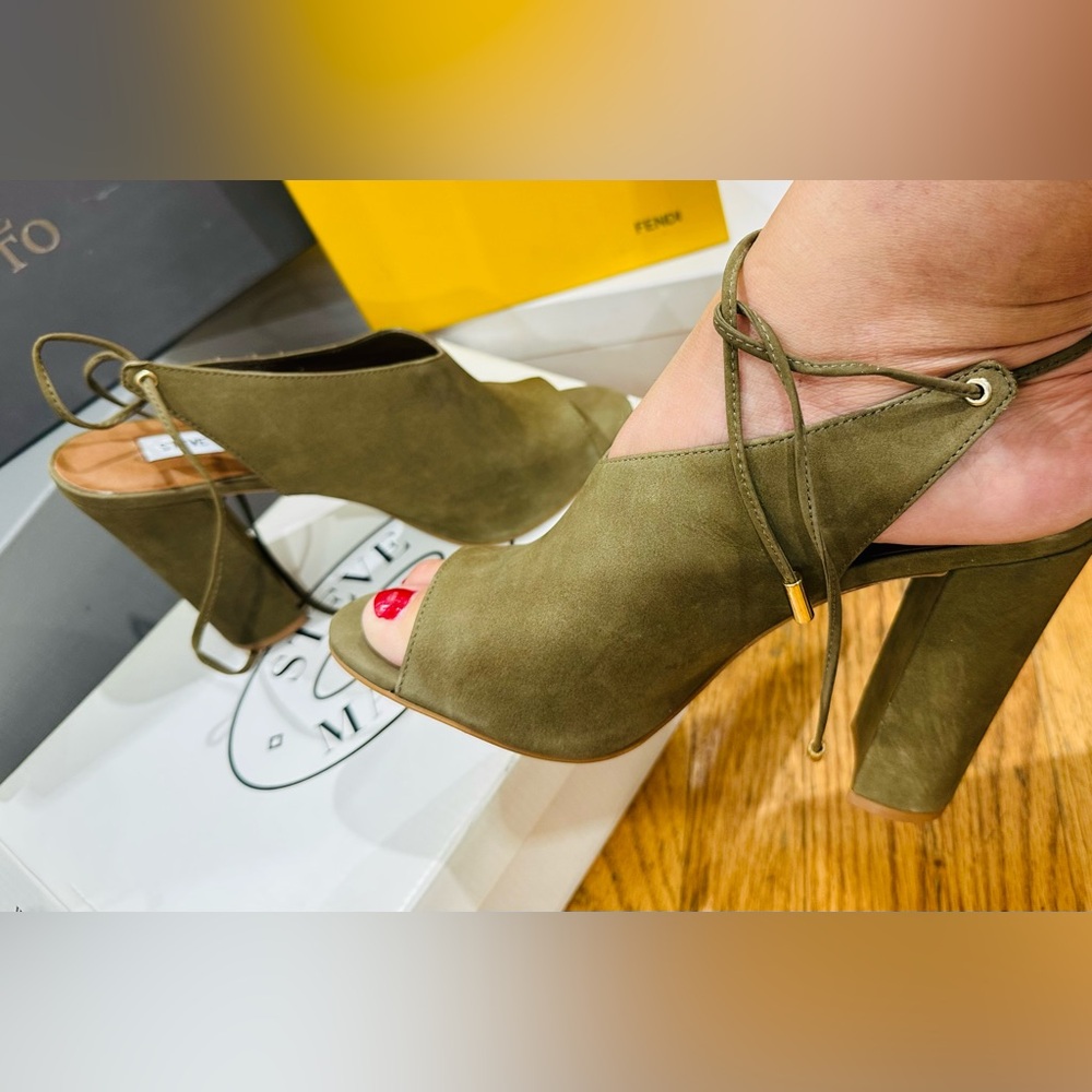 Steve Madden Olive Suede Lace-Up Heels
